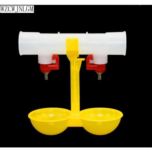 Pet supplies double outlet drinking hanging cup nipple drinker poultry drinker feeding supplies 1pcs