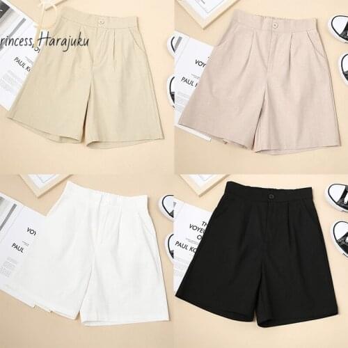 M-4XL Plus Size Womens Shorts Hot Summer Casual Dry Linen Shorts Hight Waist Short Fashion Woman Streetwear Short Pants 2021