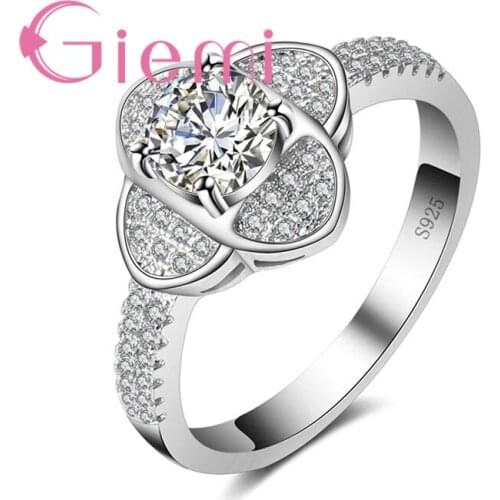 Sweet Geometric Patterns Crystal Stone Rings for Women Party Shopping Jewelry and Cubic Zirconia