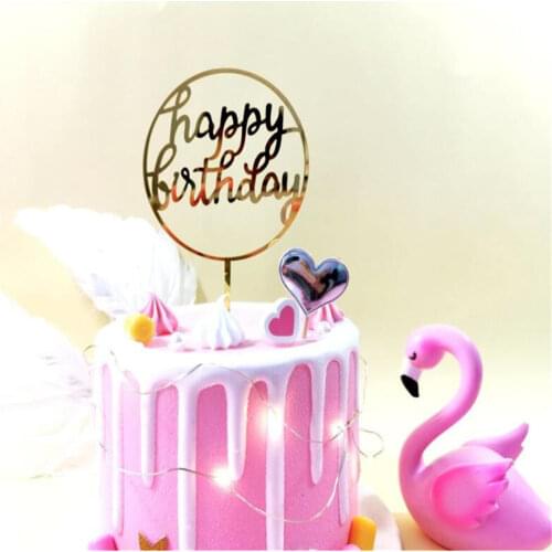1Pc Acrylic Hand Writing Happy Birthday Cake Topper Dessert Wonderful Decoration For Birthday Party Lovely Gift