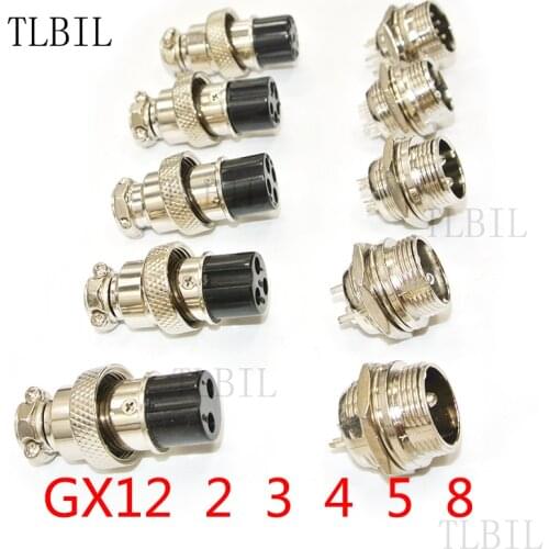 1Set GX12 2/3/4/5/6 Pin Male + Female 12mm L88-93 Circular Aviation Socket Plug Wire Panel Connector with Plastic Cap Lid