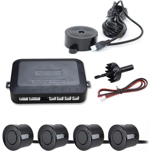 12V Car Parking Sensor Kit Reverse Backup Radar Sound Alert Indicator Probe System 4 Probe Beep Sensor Car Detector