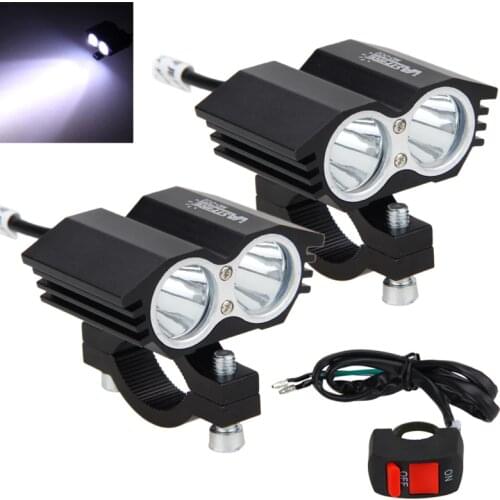 2PCS 12V-36V 30W 6500K 3000LM 2x XM-L T6 LED Motorcycle Headlight Spot Work Light Offroad Driving Fog Lamp with Switch