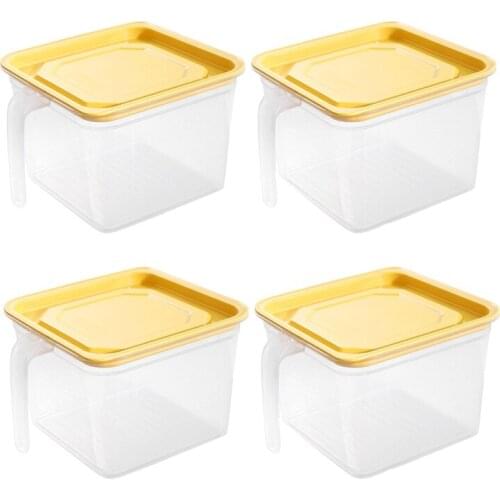 4 Pack Fridge Storage, Stackable Refrigerator Organizer Keeper With Handle To Keep Fresh For Produce, Food,Fruits