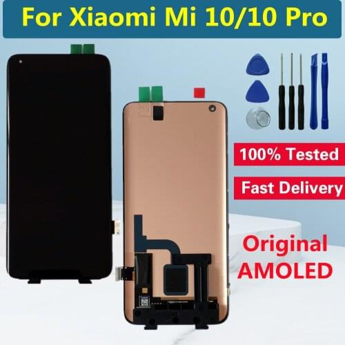 6.67" Original Super AMOLED For Xiaomi Mi10 Mi 10 LCD Display Touch Screen Digitizer For Xiaomi Mi 10 Pro LCD Screen Replacement