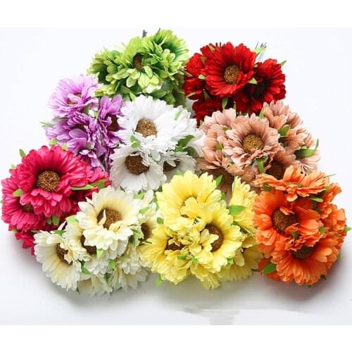 6PCS 5 cm imitation silk cloth African chrysanthemum small flower headdress accessories floret handmade gift box decoration @4