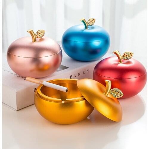 Aluminum Apple Ashtray Creative Apple Ashtray Vehicle Ashtray Decoration Christmas Decorative Box Ashtrays With Lids Gifts