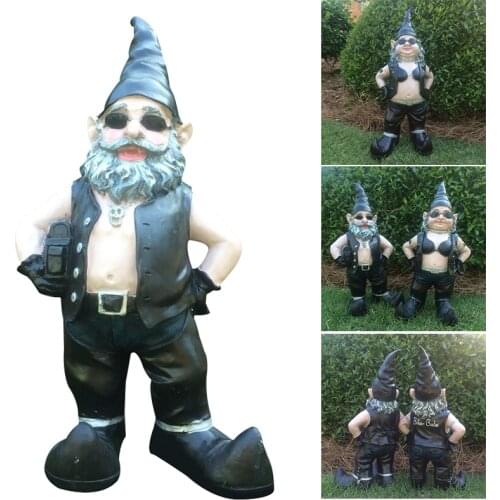 Gnomes Biker Dude Babe Motorcycle Gnome Garden Biker Gnome Couple Statues Resin Garden Decoration Outdoor Decoration De Jardin