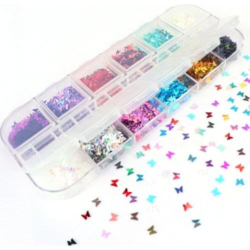 Holographic Nail Glitter Sequins Laser Butterfly Sparkly Flakes For Gel Polish Manicure Spring Nail Art Decorations Accessories