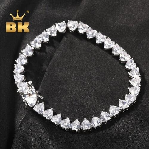 THE BLING KING Vintage Heart 7mm Tennis Bracelet Prong Setting CZ Luxury Iced Out Shiny Cubic Zirconia Necklace Hiphop Jewelry