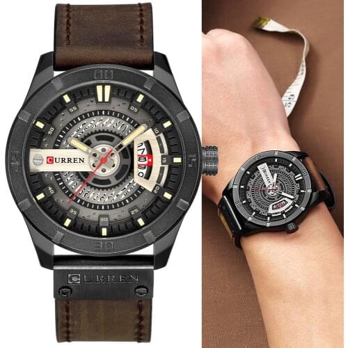 CURREN Mens Quartz Wrist Watch Man with Leather Strap Sports Mens Watches Clock Waterproof Men Quartz Wristwatches