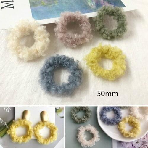 DIY Earrings Accessories Material Japanese Korean Fashion Cute Winter Ornament Plush Circle Self-Made GIRLS Ear Stud