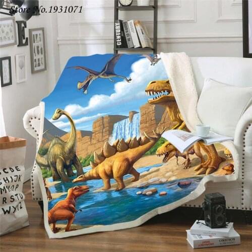 Dinosaur Jurassic 3D Printed Fleece Blanket for Beds Thick Quilt Fashion Bedspread Sherpa Throw Blanket Adults Kids 13