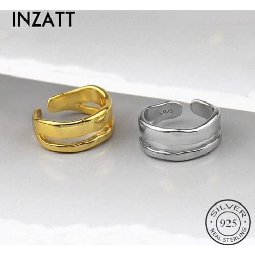 INZATT Real 925 Sterling Silver Irregular Adjustable Ring For Fashion Woman Party Minimalist Fine Jewelry Punk Accessories Gift