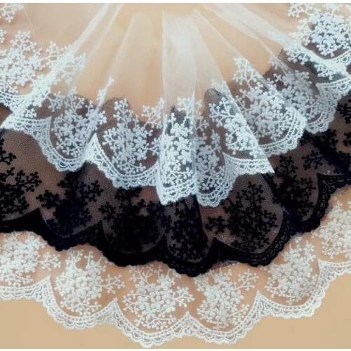 Hot-sell Soft/Hard Gold Silver Black White Mesh Embroidered Lace Trim Doll Clothes Lace Fabric DIY Craft Width 10cm 5Yds/lot