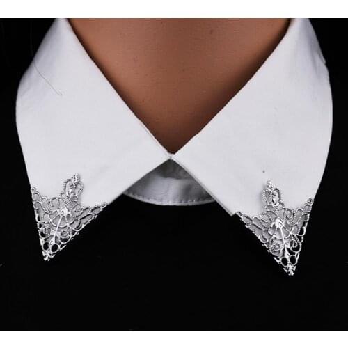 Fashion Triangular Collar Pin Hollow Brooch Collar Corner Decor Ornaments