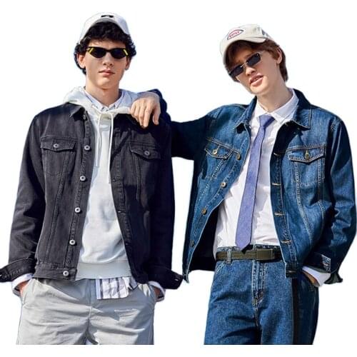 SEMIR Denim Jacket Men Coat Dark Blue Casual Denim Jackets Cotton Turn-down Collar Fashion Outwear Denim Coat For Man