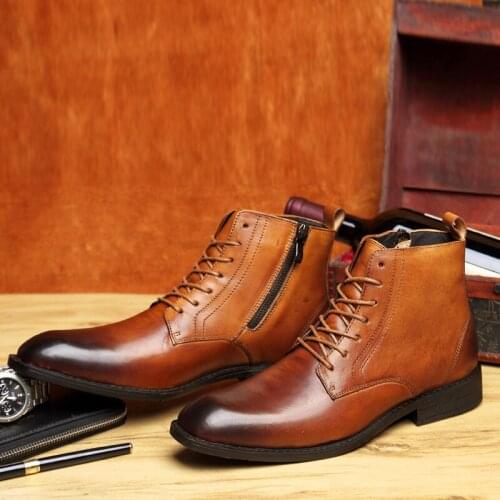 CIMIM Brand Fashion Formal Business Genuine Leather Men Boots 35-47 Big Size Comfortable Chelsea Boots Men Casual Leather Boots