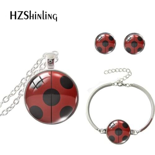 New Arrival Ladybug Insect Pattern Necklace Bracelet Earring Sets Cartoon Style Jewelry Sets Lovely Handmade Gifts for Kids