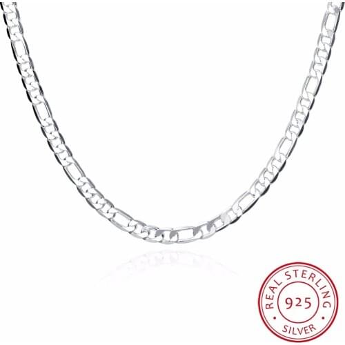 Lekani 925 Sterling Silver Men Necklace Jewelry Wholesale Silver 6mm 20'' 50cm Trendy Long Figaro Chain Necklace Fine Jewelry