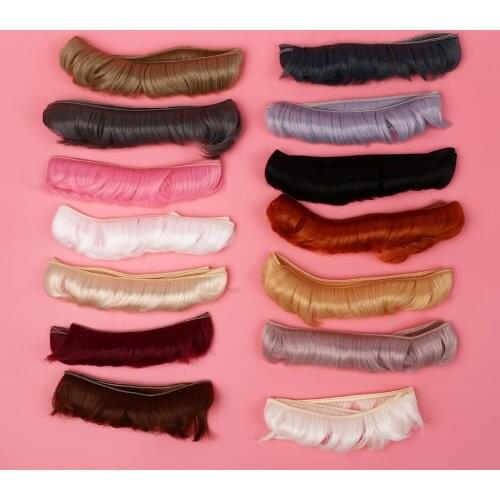 DIY wigs Doll fringe hair For BJD SD 5CM black falxen blown khaki handmade Short Curly doll bang wigs tress Doll Accessories