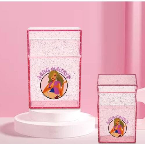 LADY HORNET Plastic Cigarette Case Cover 27*60*92MM Regular Size Plastic Cigarette Case Box For Sweet Women Gift Pink Enthusiast