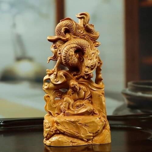 Boxwood Carving Ornaments Dragon Arhat Crafts Buddha statue