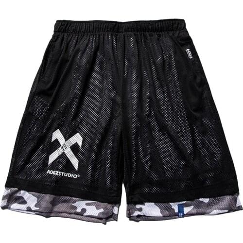 Techwear Basketball Mesh Hip Hop Cargo Shorts Men Summer Reversible Streetwear Camouflage Casual Short Pants Joggers Sweatpants