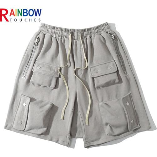 Rainbowtouches Men Shorts Summer Buttons Pocket Design Shorts Hip-Hop INS Pop It Streetwear Casual Male Sportswear Pants