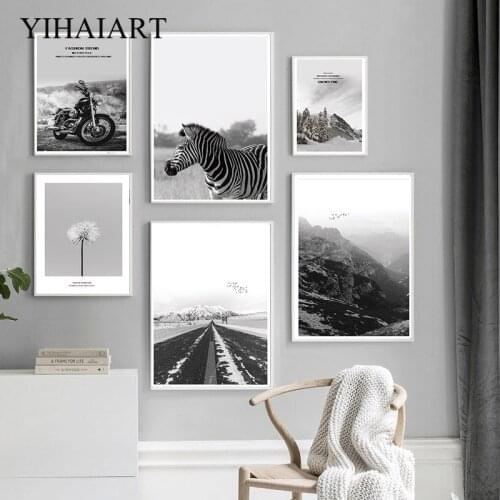 Scandinavian Winter Landscape Wall Art Picture Black White Road Painting Nature Scenery Poster Nordic Canvas Print Home Decor
