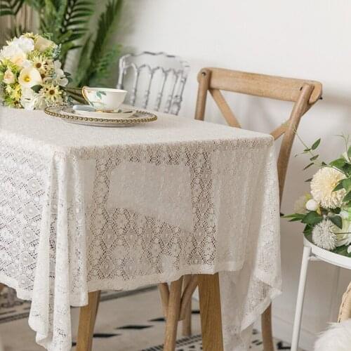 Mediterranean style decoration tablecloth rectangle white for wedding party Christmas table cover square dining table home decor