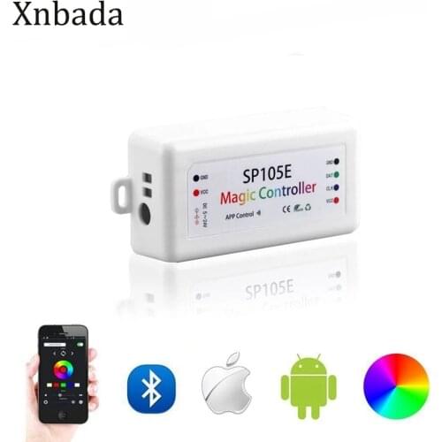 SP105E Bluetooth Colorful Controller Control WS2801 WS2811 WS2812B SK6812 APA102 WS2813 WS2815 Led Strip Light DC5-24V