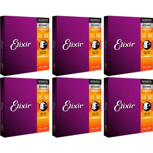 Elixir Nanoweb 11027 Coating 80/20 Bronze Acoustic Guitar Strings Custom Light 011-052