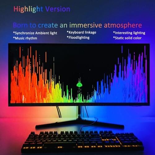 PC Ambient Light Strip Lamp Display Music Sync Backlight Magic LED 5050 WS2812b Dual Screen Synchronization Game Immersive