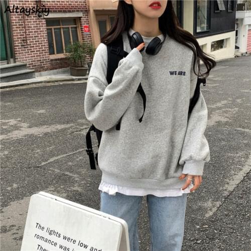 Hoodies Women High Street Trendy Spring Thickening All-match Long Sleeve Casual Teens Couples Unisex Sweatshirts Boyfriend Chic