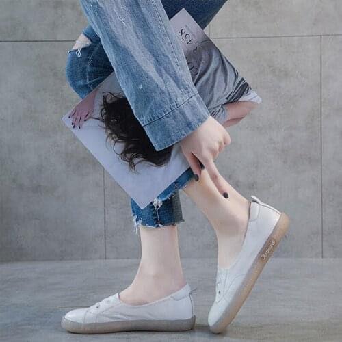 New Spring And Autumn Super Soft Leather Women Sets Of Solid Color Lace Slippery Comfortable Wild Casual Flat Peas Shoes B21-16