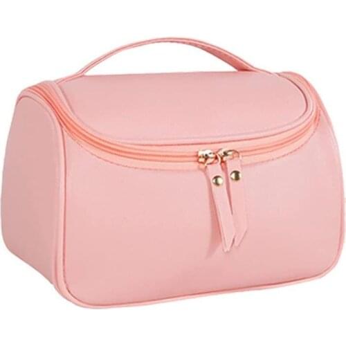 Large Capacity Artificial Leather Makeup Bag Portable Travel Cosmetic Bag Multifunction Storage Pouch Zipper Organizer Bag