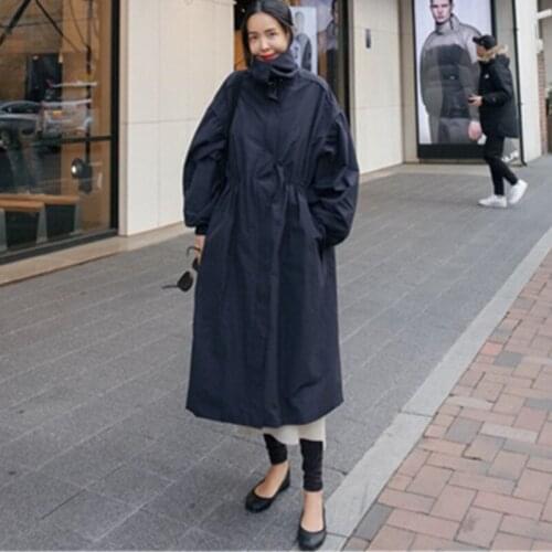 Zipper Windbreaker Female Outwear Plus Size Long Trench Coats Womens 2021 New Spring Autumn Korean Overcoats Fashion Loose Thin