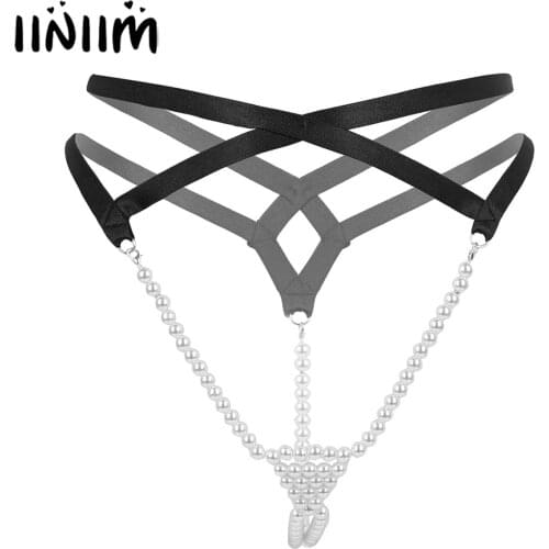 Women Sexy Pearl Panties Mini Slip Tanga Thong Sissy Hot T-Back Lingerie Femme Bikini G-String Briefs Erotic Nightwear Underwear