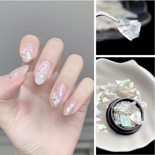 1 box nail decorations 3D shiny abalone pearl shell slice snowflake Nail Art stones charms sequins tips manicure accessories