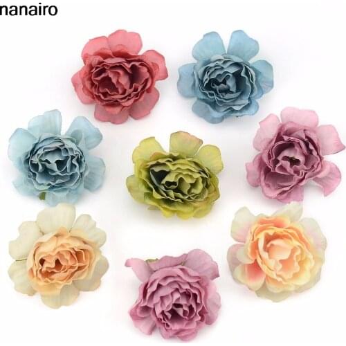 10pcs Oil Painting Materials Artificial Silk Rose Flowers Heads European Fall Vivid Cheap Carnation Fake Wedding Home Decoration