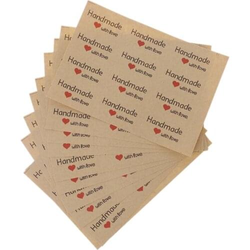 120x Vintage Handmade With Love Package Label Kraft Adhesive Stickers Baking E15B