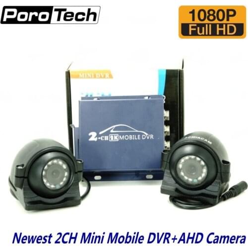 2ch Mobile DVR Kits for car bus vehicle with 2pcs 1080P AHD Cameras Real-time 2 Channel dual-SD DVR support CVBS/AHD 5.0MP