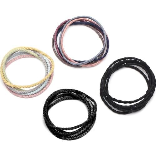 CHIMERA Women 20 Basic Thin High Elastic Rubber Bands Girl Roman Stripes Fine Hair Rope Ties Multicolour Ponytail Daily Headwear