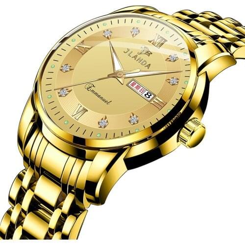 2021 Jinfengda Brand Explosion High-end Business Fashion Luminous Calendar Stainless Steel Waterproof Mens and Womens Watches
