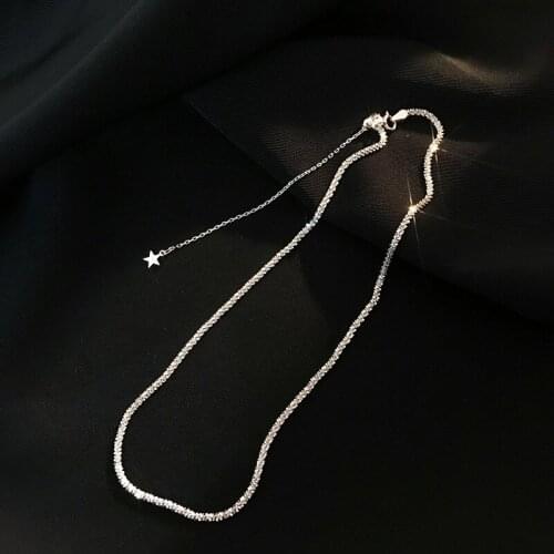 2021 Wholesale Genuine 925 Sterling Silver Star Heaven Short Chain Clavicle Chain Necklace for Women Wedding Jewelry Gift