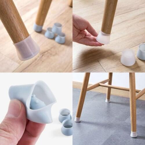 4Pcs/Set Table Chair Leg Silicone Cap Pad Furniture Table Feet Cover Floor Protector Table Chair Foot Protection #C