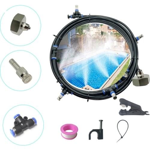 40FT Pipes 10Pcs Quick Pushing Nozzles DIY Misting System For Outside Patio Fan Porch Umbrella Deck Swimming Pool Garden