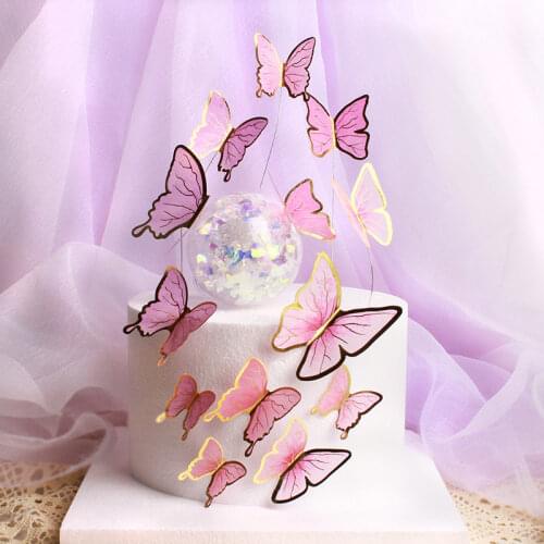 5 Pieces/imitation Glutinous Rice Paper Hand-painted Butterfly Cake Decoration Wedding Birthday Party Decoration Ornaments