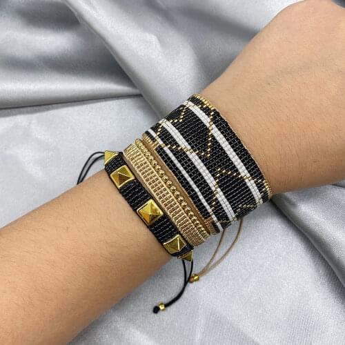 Rttooas MIYUKI Beads Bracelets Set Fashion Geometric Rivet Charm Bracelet For Women Pulseras Mujer 2020 New Arrival Jewelry